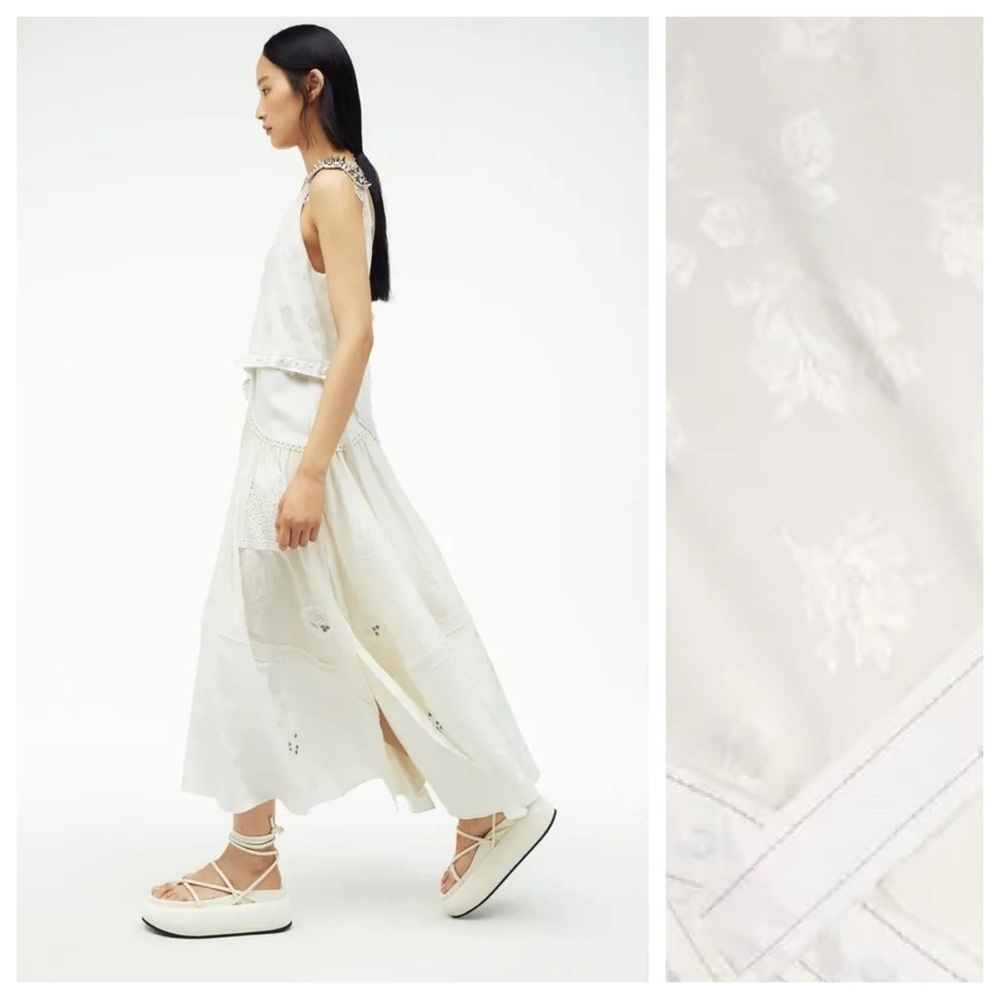 NWT. Zara Atelier Limited Edition Oyster White Studded Maxi Dress. Size S. - Picture 3 of 15